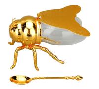 Agatige Bee Honey Jar, Bee Shaped Glass Honey Collector Pot Kitchen Jar Dispenser Decorative for Home Hotel Restaurant, 5.71 x 4.02 x 3.46in (Or)