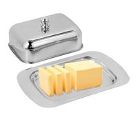 Agatige Beurrier Avec Couvercle Inox, 19x12.5x4.2CM Argent Conteneur À Beurrier Traditionnel Avec Poignée Ergonomique Beurriers Inox Boîte À Beurre En Inox Beurriers De Table Pour Cuisine Restaurant
