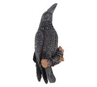 Agatige Black Raven Bird on Stump Statue, Black Crow Bird Figurine Halloween Decor Decor Crow Decor for Office Home Decor and Ornement