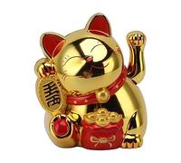 Agatige Bras ondulant de Chat Porte-Bonheur, Chat de Fortune électrique Mignon de 5,5 Pouces, Maneki Neko pour l'argent de la Fortune et la Bonne Chance, Chats Porte-Bonheur Feng Shui (MLY11020-4 Or)