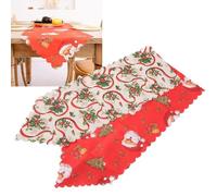 Agatige Chemin de Table de Noël, 2 pièces Noël Table de Fête Dîner Décoration Long pour Nappe de Table de Noël, Décoration de la Maison en Tissu de Table de Noël Rouge 185cmx35cm/72.8inx13.8in