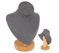 Agatige Collier présente stand, buste de base en bois Organisateur de bijoux pour femmes porte-bijoux pour magasin de chambres à domicile (Gris)