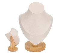 Agatige Collier présente stand, buste de base en bois Organisateur de bijoux pour femmes porte-bijoux pour magasin de chambres à domicile (Beige)