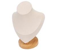 Agatige Collier présente stand, presentoir collier buste de base en bois Organisateur de bijoux collier présente stand necklace display bust pour femmes pour magasin de chambres à domicile (Beige)