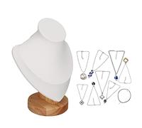 Agatige Collier Présente Stand, Présentoirs À Bijoux Buste De Base En Bois Organisateur De Bijoux Presentoir Collier Buste Bijoux Pour Femmes Porte-Bijoux Pour Magasin De Chambres À Domicile (Blanc)