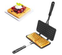 Agatige Gaufrier pour cuisinière, poêle à gaufres en fonte antiadhésive Double gaufriers belges pour le camping, la cuisson du petit-déjeuner en famille