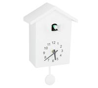 Agatige Horloges à Coucou pour Mur, Horloge Murale à Pendule en Plastique de Style Nordique avec Appel Vocal d'oiseau pour Bureau, Chambre à Coucher, Salon (Blanche)