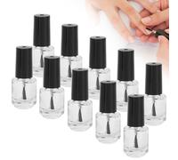 Agatige Lot de 10 Flacons en Verre pour Vernis à Ongles, Bouteilles Vernis à Ongles Vides Avec Brosses, Entonnoir, Boules Mélange, Applicateur Vernis à Ongles pour Maison et Magasin de Manucure