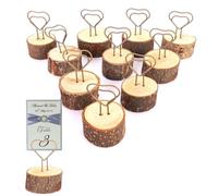 Agatige Lot de 10 Stands en Bois Naturel Support, Porte Noms de Table, Porte-Cartes en Bois Photo Mariage Comme Décoration pour Mariages, Noël, Baptême, Anniversaires