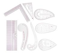 Agatige Lot de 9 Règle Métrique Française, regle de couture Règles Courbes en Plastique Outil Sur Mesure Transparente Biseautée Règle de Mesure de Courbe pour les Mesures de Couture
