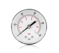 Agatige Manomètre 1/4 BSPT, Manomètre mécanique fiable à double échelle manomètre basse pression, jauge de pression de pompe de puits de connexion arrière pour glycérine air-eau(0-100psi 0-7bar)