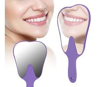 Agatige Miroir Dentaire, Miroirs en Forme De Dents Miroirs À Main Mignon Accessoire Miroir D'inspection des Dents Décorations Dentaires avec Poignée pour Femmes Hommes Et Enfants (Violet)