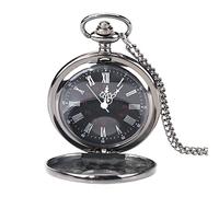 Agatige Montre de Poche rétro de 1,8 Pouces, Montre de Poche Classique en Alliage analogique à Quartz, Chiffres Romains, Horloge, Collier, Pendentif, chronographe, chaîne 31,5 Pouces