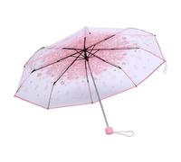 Agatige Parapluie Pliant Transparent, Parapluie de Fleurs de Cerisier de 93 cm 8 Côtes Parapluie de Pluie de Voyage Transparent -Vent pour Adultes Enfants Filles Princesse Femmes (Rose)