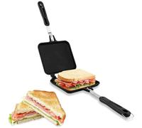 Agatige Poêle à Frire Double Face, Antiadhésive Poêle à Sandwichs Tortillas Machine à Sandwich pour Petit-déjeuner, Machine à Pain Grillé avec Poignées Poêle à Griller pour Petit-déjeuner