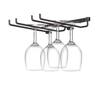 Agatige Porte Verres Suspendu, Support de Verre à Vin avec 2 Rails Porte-verres de Finition Chromée pour Barre de Maison, N'importe Quel Type de Verres à Vin, Verres à Bière ou Flûtes - 24x27cm