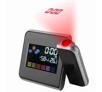 Agatige Réveils à Projection pour Chambres à Coucher, réveil numérique à LED Atomique avec projecteur Rotatif à 180°, Station météo, thermomètre et hygromètre d'intérieur