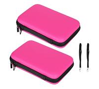 Agatige Sac Rigide de Protection 3DS, 2Pcs Sac de Rangement Portable Sacoche de Transport EVA Sac Rigide de Protection pour 3DSXL(Rose)