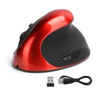 Agatige Souris Optique Verticale, Souris Ergonomique sans Fil 3e Génération pour Droitier Souris D'ordinateur de Jeu de Bureau à Poignée Ergonomique Souris Silencieuse 1600DPI pour Jeux (Rouge)