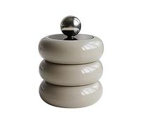 Agatige Support Qtip, distributeur Qtip de style nordique, conteneur de stockage de coton-tige de bureau, boîte de rangement de maquillage avec couvercle pour salle de bain (Kaki 3 Couches)