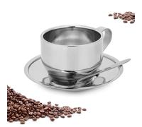 Agatige Tasses À Expresso, 120ml Tasses À Café Isolées En Acier Inoxydable, Tasse À Café À Double Paroi De Avec Soucoupe Et Cuillère, Tasse À Expresso Cappuccino Coffee Latte Tea Pour Latte Thé Lait