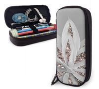 Agave Gris Avec Paillettes Dorées Roses - Trousse Tropicale Brillante - Grande Capacité - Pochette À Crayons - Organisateur De Papeterie Avec Fermeture Éclair Pour L'école Et Le Bureau - Trousse De Ma