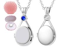 Agctrler H2O Collier sirène soudaine H2O, pendentif médaillon zircone, amulette personnalisée photo, cadeau femme/fille (2 boîtes)