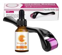 agctrler Kit de micro-aiguilles à la vitamine C avec sérum à la vitamine C, rouleau derma roller 0,5 mm avec sérum à la vitamine C, rouleau derma 540 en titane, taches pigmentaires et élimination des