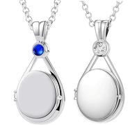 agctrler Lot de 2 chaînes sirène soudaine H2O - Chaîne H2O - Avec pendentif médaillon médaillon en zircone - Personnalisable - Pour photos - Cadeau pour femmes et filles (sans boîte)