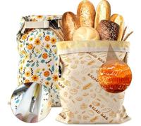agctrler Lot de 2 sacs à pain réutilisables en cire d'abeille avec fermeture éclair - 43 cm x 33 cm - Sacs de rangement en coton recouvert de cire d'abeille naturelle pour pain et pâtisseries faits