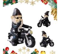 agctrler Nain de jardin en forme de moto, 13,3 cm x 13 cm, drôle, étanche, protection solaire, décoration de jardin, pour l'extérieur, cadeaux de moto pour homme, décoration de balcon
