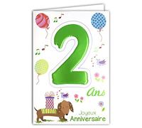 Age Mv 69-2002 Carte Joyeux Anniversaire 2 ans Enfant Garçon Fille motif Chien Cadeau Ballons Oiseaux