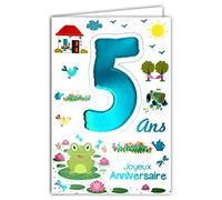 Age Mv 69-2005 Carte Joyeux Anniversaire 5 ans Enfant Garçon Fille motif Grenouille Nénuphar Ferme Tracteur Campagne