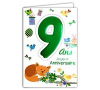 Age Mv 69-2009 Carte Joyeux Anniversaire 9 ans Enfant Garçon Fille motif Chat Oiseaux Cadeaux