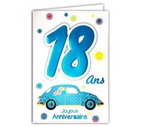 Age Mv 69-2018 Carte Joyeux Anniversaire 18 ans Garçon Jeune Homme Adulte motif Majorité Majeur Permis B Conduire Voiture