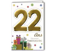 Age Mv 69-2024 Carte Anniversaire 22 Ans Jeune Homme Femme Motif Cadeaux