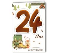 Age Mv 69-2026 Carte Anniversaire 24 ans Jeune Homme Femme motif Marche à pied Randonnée Camping Fleurs Nature