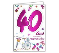 Age Mv 69-2032 Carte Anniversaire 40 ans Femme motif Vélo Cadeau Fleurs Oiseaux