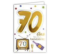 Age Mv 69-2040 Carte Anniversaire 70 ans Homme Femme motif Flute Bouteille Champagne TV télévision