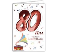 Age Mv 69-2042 Carte Anniversaire 80 Ans Homme Femme Motif Musique Sonophone