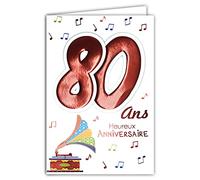 Age Mv 69-2042 Carte Anniversaire 80 ans Homme Femme motif Musique Sonophone