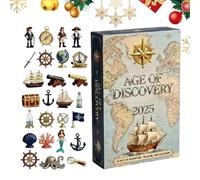 Age of Discovery Calendrier de l'Avent 2025, calendrier de Noël 24 jours avec décoration en acrylique 2D sur le thème de l'aventure, divers ornements nautiques et d'aventure miniatures pour la famille
