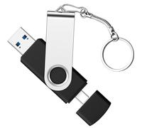 AGECASH - Clé USB C 128 Go double USB-C 3.0 - Clé USB pivotante en métal avec porte-clés, clé USB de type C pour Android, iPhone 15/16/17, tablette, PC, iPad - Noir