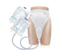(Aged Men White)1000ml & 2000ml Wearable Urine Bag with Catheter - Medical Grade Collection System for Bedridden Patients - Leak Proof Design