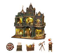 Agence de détective Dollhouse - Maison miniature à construire - Maison de poupée en bois avec meubles à assembler - Puzzle de château de détective - Cadeau d'anniversaire créatif