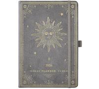 Agenda 2022 - 18 mois hebdomadaire mensuel 2022, juillet 2022 à décembre 2023, 16,3 x 9,7 cm, cuir synthétique souple avec papier épais, boucle pour stylo, poche arrière avec 32 pages de notes - Gris