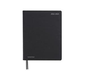 Agenda 2022 2023 - Septembre à Août - Flex-o Black Cuir - Semaine vue - Taille B5-21 x 28 cm - Langue : Espagnol-Anglais - Avec ruban adhésif - Papertrac