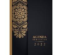 Agenda 2022 semainier: A4 | Planificateur, Organiseur Hebdomadaire 1 semaine sur 2 pages (janvier 2022 / décembre 2022) avec planification mensuelle | Français | Couverture souple Noire Doré Mandala