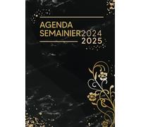 Agenda 2024 2025 Semainier: 1 semaine sur 2 pages, planificateur professionnel Grand format A4, 18 Mois, Présentation Verticale, en Français