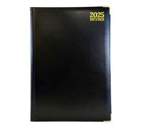 Agenda 2024 A5 1 jour par page certifié FSC 80 g/m² Bords dorés Noir 21 x 15 cm